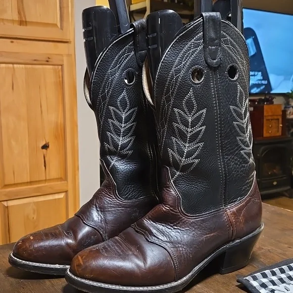 Double H Vintage 1999 Buckaroo Leather Cowboy Boots Mens Size 10.5EE